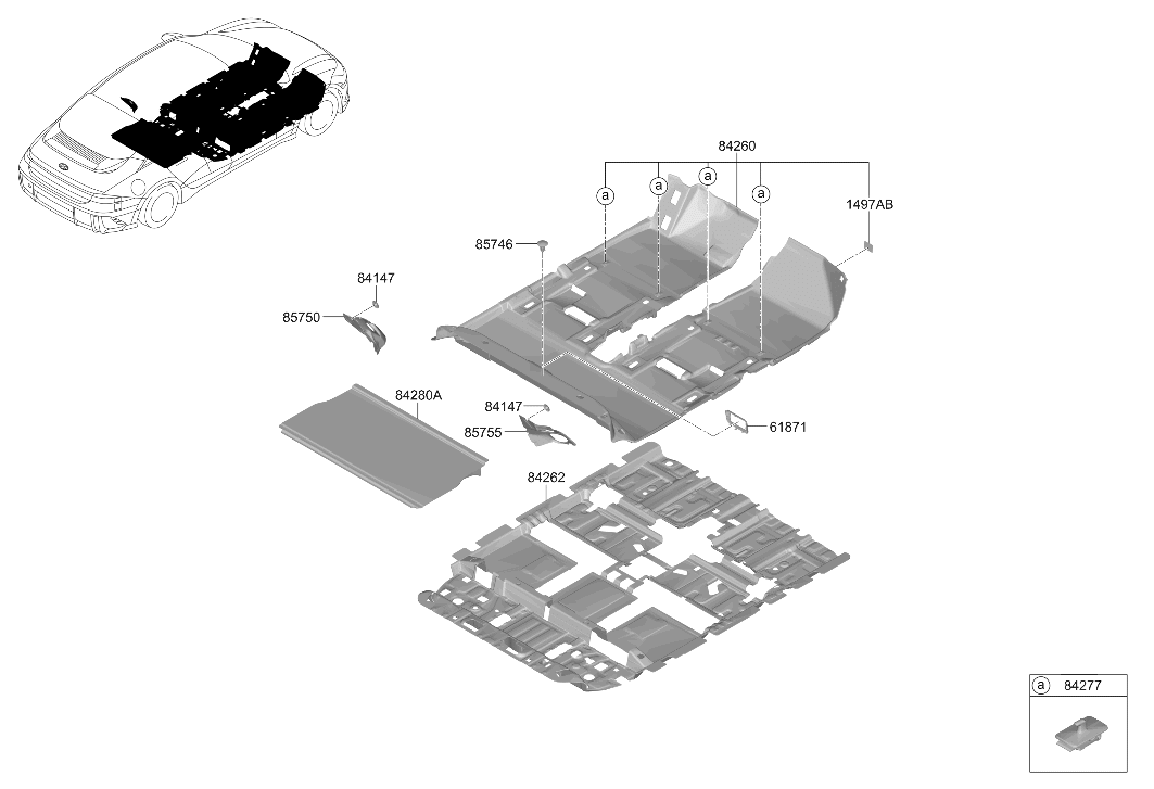 Hyundai 84260-KL310-YFE Floor Carpet Assembly 84260-KL310-YFE Hyundai Floor Carpet Assembly