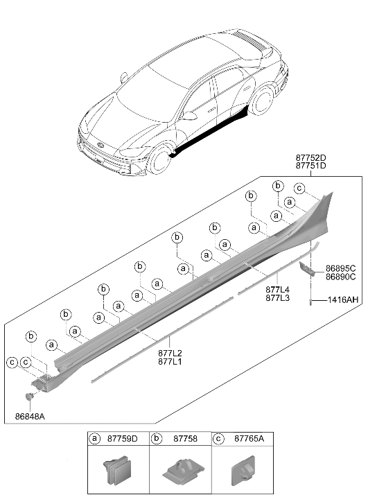 Hyundai 877L1-KL000 STRIP ASSY-FR SIDE SILL,LH 877L1-KL000 Hyundai STRIP ASSY-FR SIDE SILL,LH