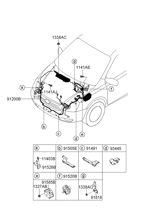 91205-4D036 Hyundai Wiring Assembly Front