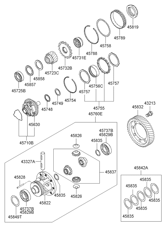 45830-3A500 Hyundai Differential Assembly