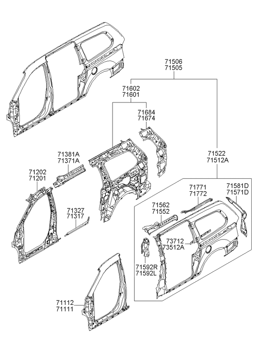 Hyundai 71742-4D010 Retainer Assembly-Rear Door Striker RH 71742-4D010 Hyundai Retainer Assembly-Rear Door Striker RH