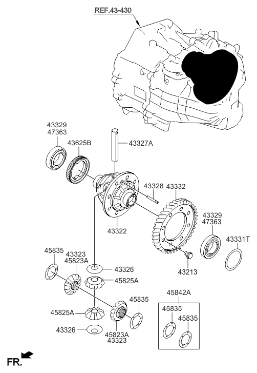 43323-3D000 Hyundai Gear-Differential Side