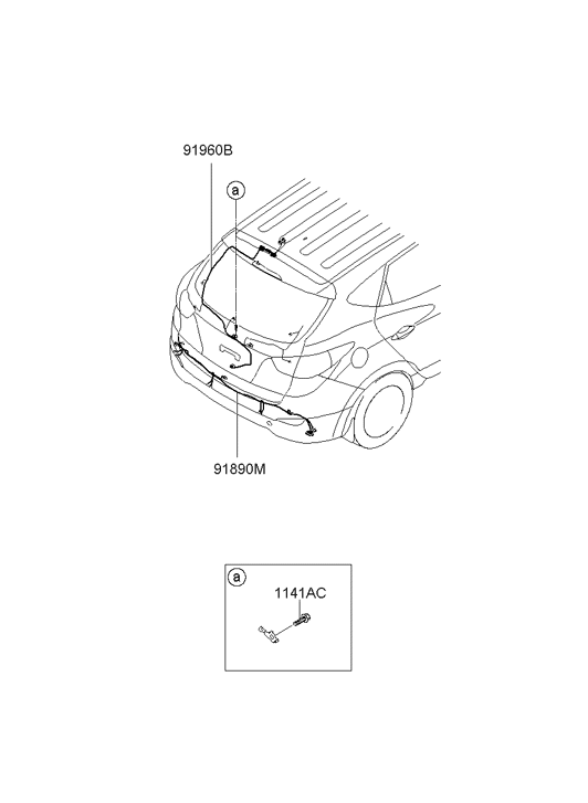 Hyundai 91680-2S520 Tail Gate Wiring Assembly 91680-2S520 Hyundai Tail Gate Wiring Assembly