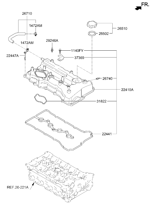 Hyundai 22400-2G710 COVER ASSY-ROCKER 22400-2G710 Hyundai COVER ASSY-ROCKER