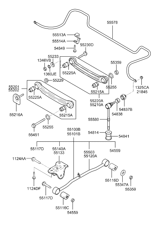 55202-25100 Hyundai Arm Assembly-Rear Suspension Front,RH