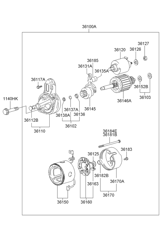 Hyundai 36180-02550 Bracket Starter Rear 36180-02550 Hyundai Bracket Starter Rear