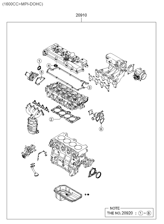 Hyundai 20920-26D21 Engine Overhaul Upper Gasket Kit 20920-26D21 Hyundai Engine Overhaul Upper Gasket Kit