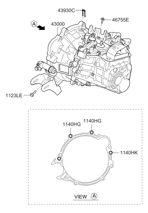 Hyundai 43000-32913 Manual Transmission Assembly 43000-32913 Hyundai Manual Transmission Assembly