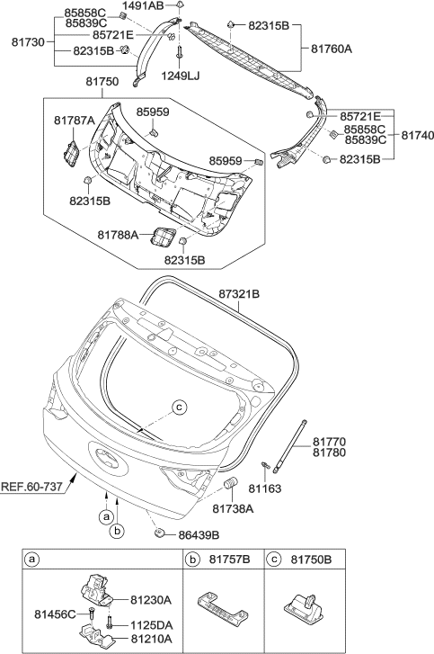 Hyundai 81730-A5000-RY Trim Assembly-Tail Gate Side LH 81730-A5000-RY Hyundai Trim Assembly-Tail Gate Side LH