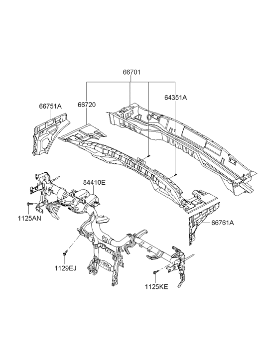 Hyundai 66720-3K100 Reinforcement Assembly-Cowl Top 66720-3K100 Hyundai Reinforcement Assembly-Cowl Top