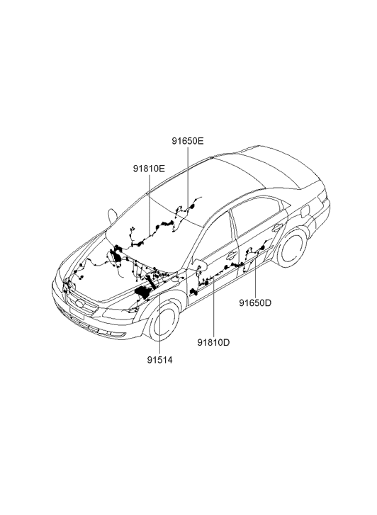 Hyundai 91600-3K061 Wiring Assembly Front Door (Driver) 91600-3K061 Hyundai Wiring Assembly Front Door (Driver)