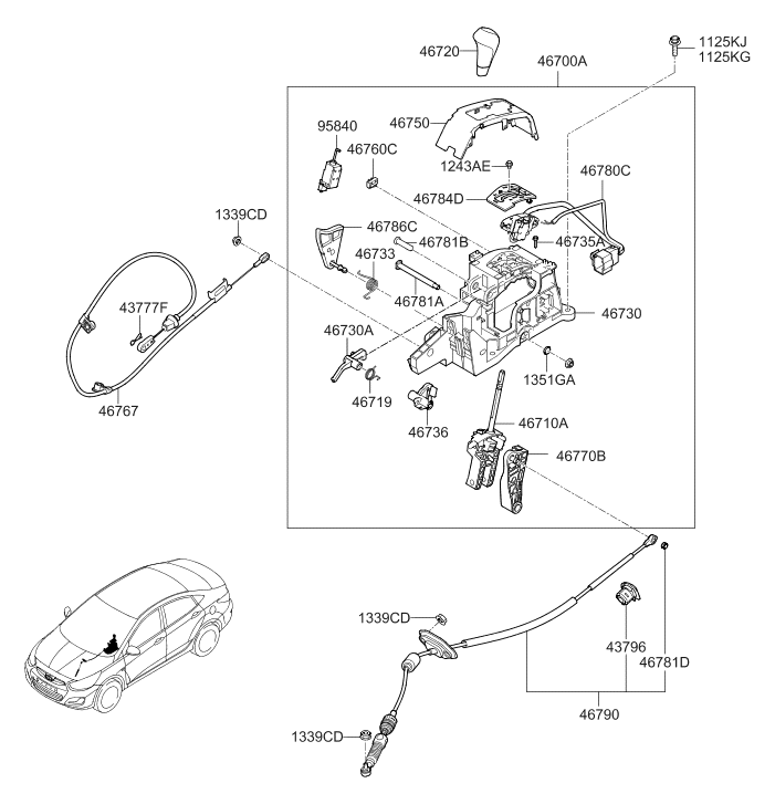 46780-1R101 Hyundai Switch Housing Assembly