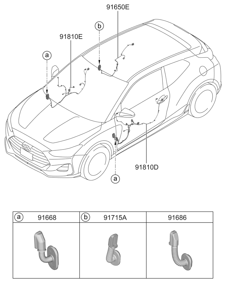 Hyundai 91610-J3030 Front Wiring Assembly Dr(Pass) 91610-J3030 Hyundai Front Wiring Assembly Dr(Pass)
