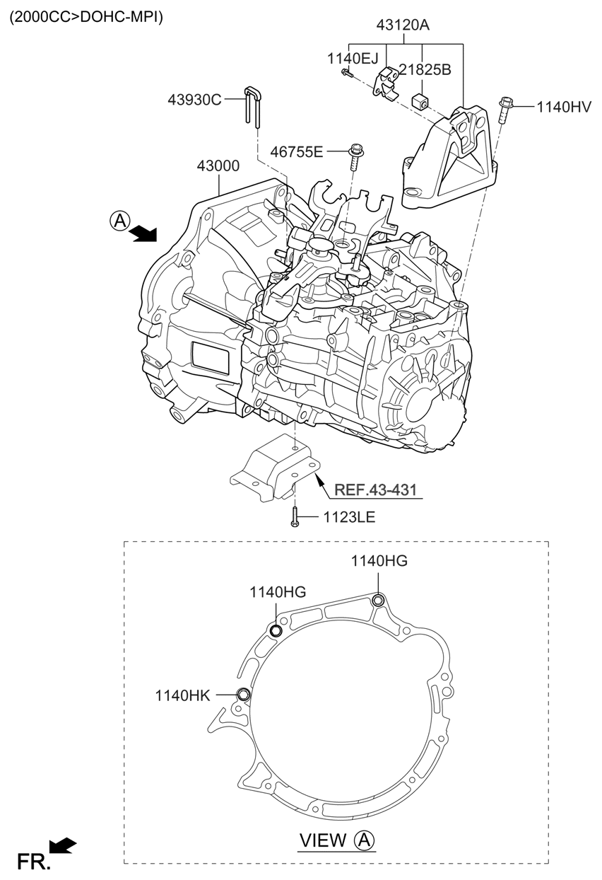 Hyundai 43000-3D690 Manual Transmission Assembly 43000-3D690 Hyundai Manual Transmission Assembly