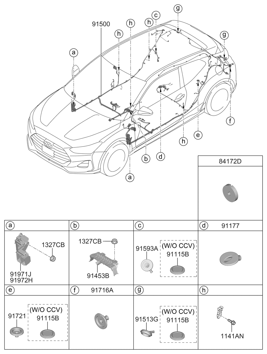 91525-J3150 Hyundai Wiring Assembly Floor