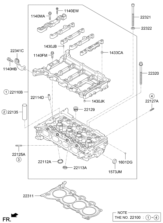 22100-2E080 Hyundai Cylinder Head Assembly