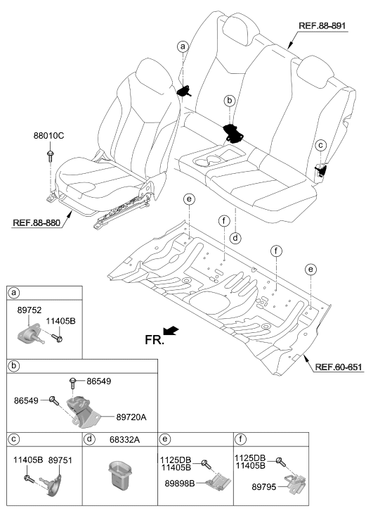 89720-J3000 Hyundai Bracket Assembly-Rear Seat Back,Center