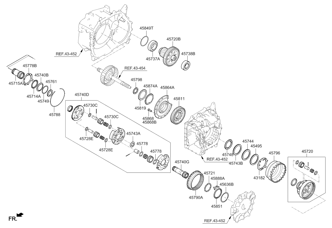 45720-2F013 Hyundai Automatic Transaxle Transfer Driven Gear Kit