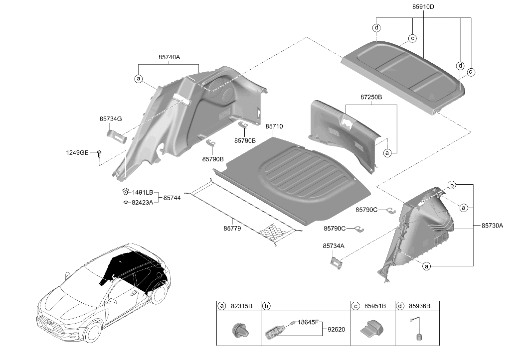 85779-2V100-NNB Hyundai Luggage Floor Net Assembly
