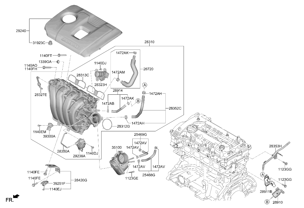 25457-2B750 Hyundai Pipe-Water Return