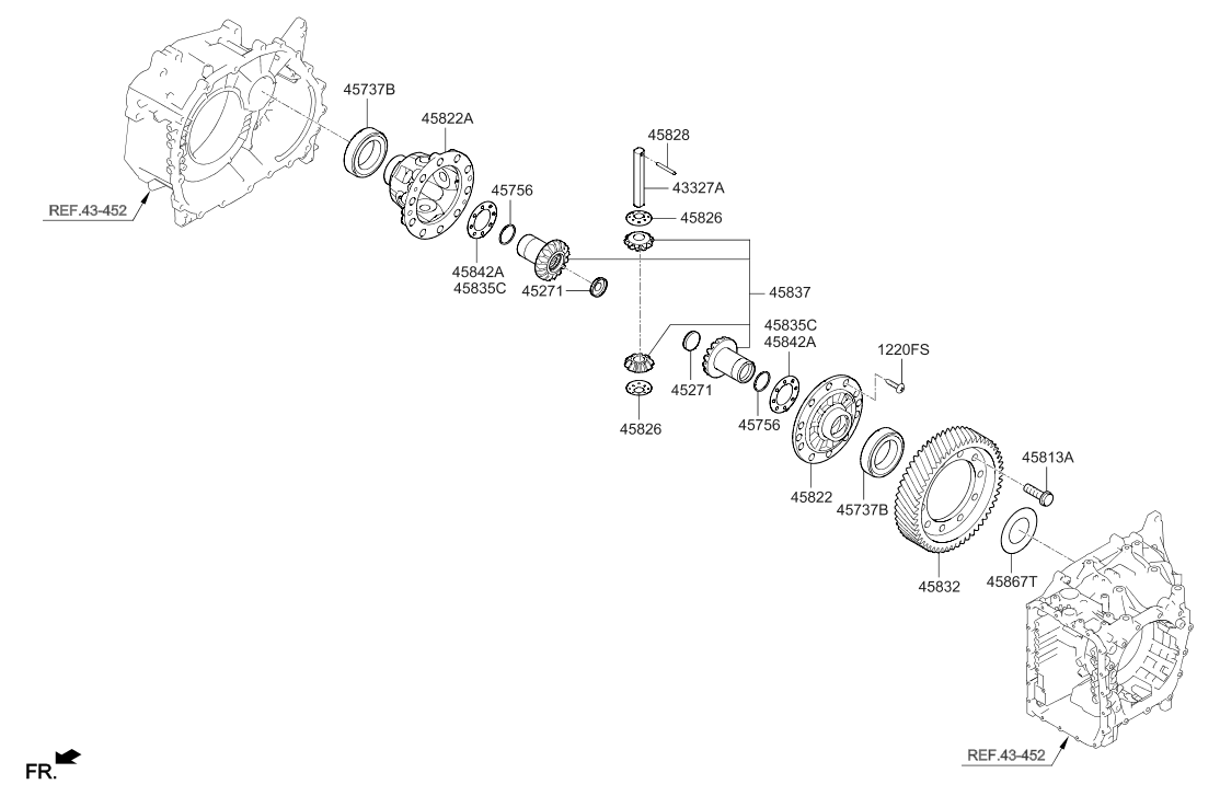 45832-2F030 Hyundai Differential Drive Gear