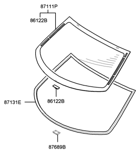 87111-2D030 Hyundai Rear Window Glass Assembly