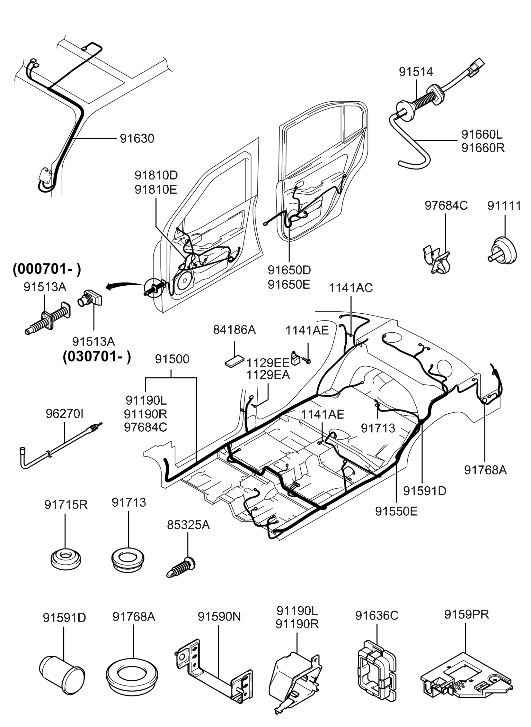 Hyundai 91500-2D561 Wiring Assembly Floor 91500-2D561 Hyundai Wiring Assembly Floor