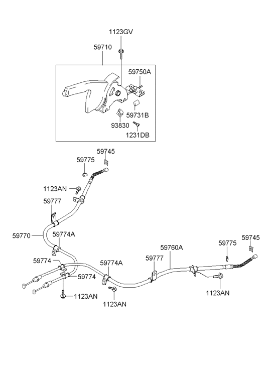 Hyundai 59710-2D020-OH Parking Brake Lever Assembly 59710-2D020-OH Hyundai Parking Brake Lever Assembly