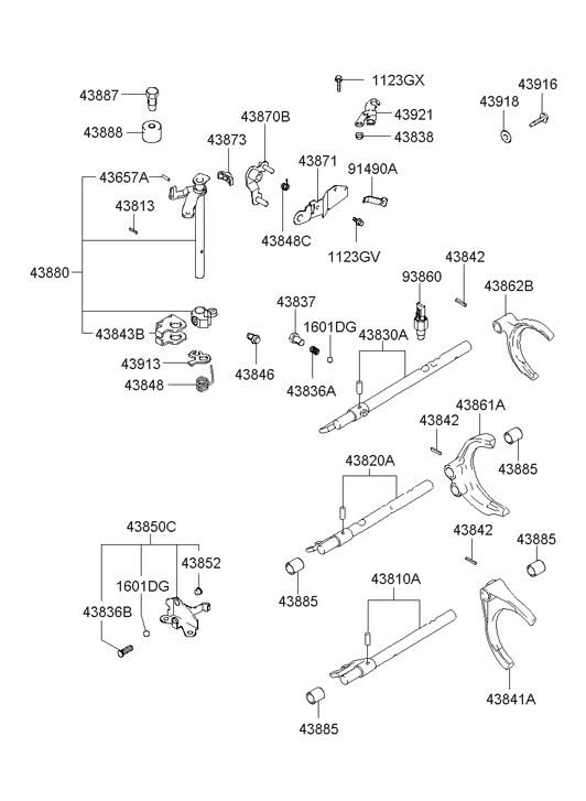 43880-28522 Hyundai Shaft Assembly Control