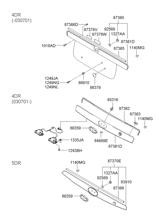 87360-2D200 Hyundai GARNISH Assembly-TAILGATE