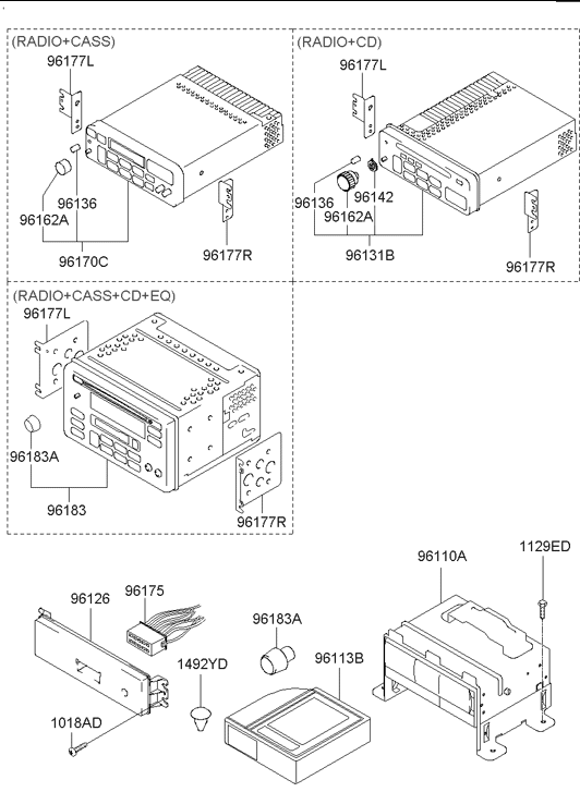 Hyundai 96161-2D100-CA Audio Head Module 96161-2D100-CA Hyundai Audio Head Module