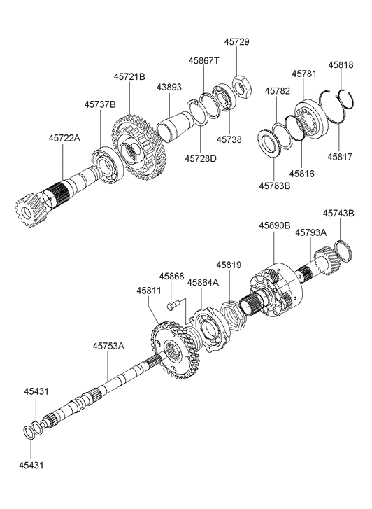 45722-39030 Hyundai Output Shaft