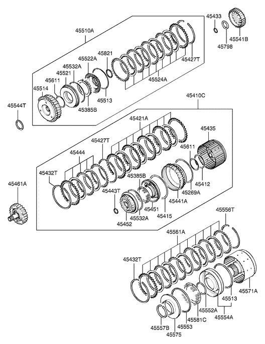 Hyundai 45522-39500 RETAINER-Under Drive Clutch Return Spring 45522-39500 Hyundai RETAINER-Under Drive Clutch Return Spring