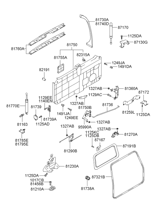 Hyundai 87167-26000 Protector Assembly-Hinge Glass 87167-26000 Hyundai Protector Assembly-Hinge Glass