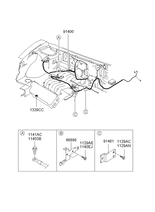 Hyundai 91462-3B000 Wiring Bracket 91462-3B000 Hyundai Wiring Bracket