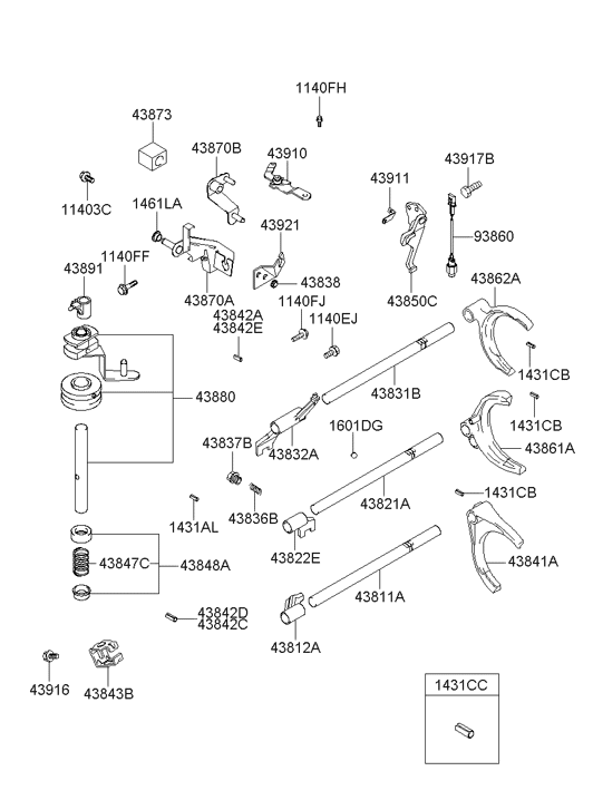 Hyundai 43862-3A000 Fork-Shift(5&R) 43862-3A000 Hyundai Fork-Shift(5&R)