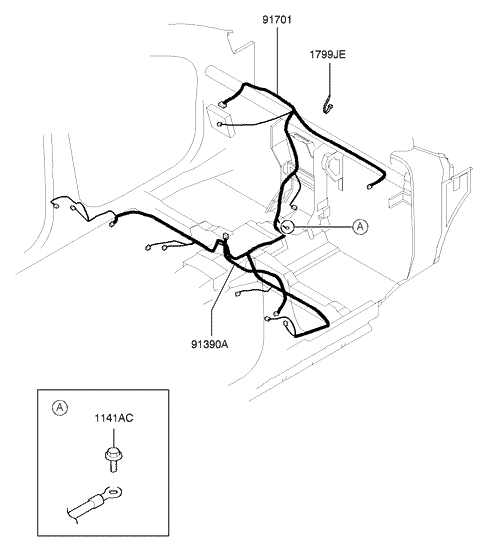 Hyundai 91390-26010 Wiring Assembly-Seat Heated Extension 91390-26010 Hyundai Wiring Assembly-Seat Heated Extension