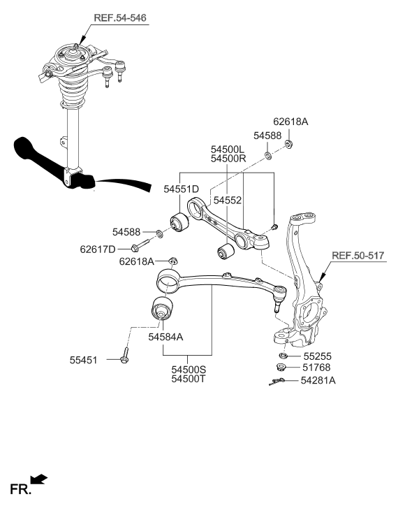 Hyundai 54500-3N600 Lateral Arm Assembly-Front,LH 54500-3N600 Hyundai Lateral Arm Assembly-Front,LH