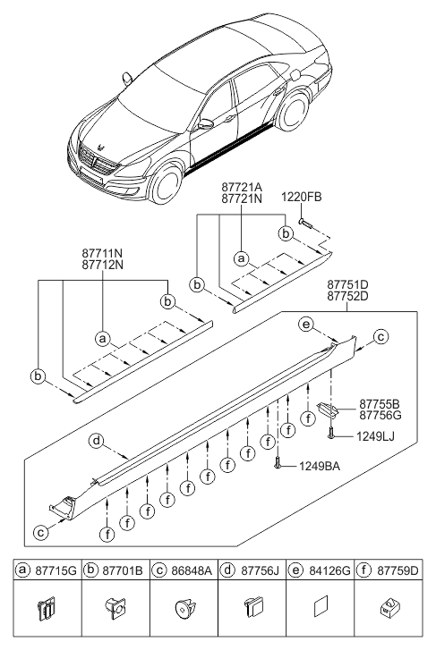 Hyundai 87752-3N200-VB2 Side Sill Moulding Assembly Right Hand 87752-3N200-VB2 Hyundai Side Sill Moulding Assembly Right Hand