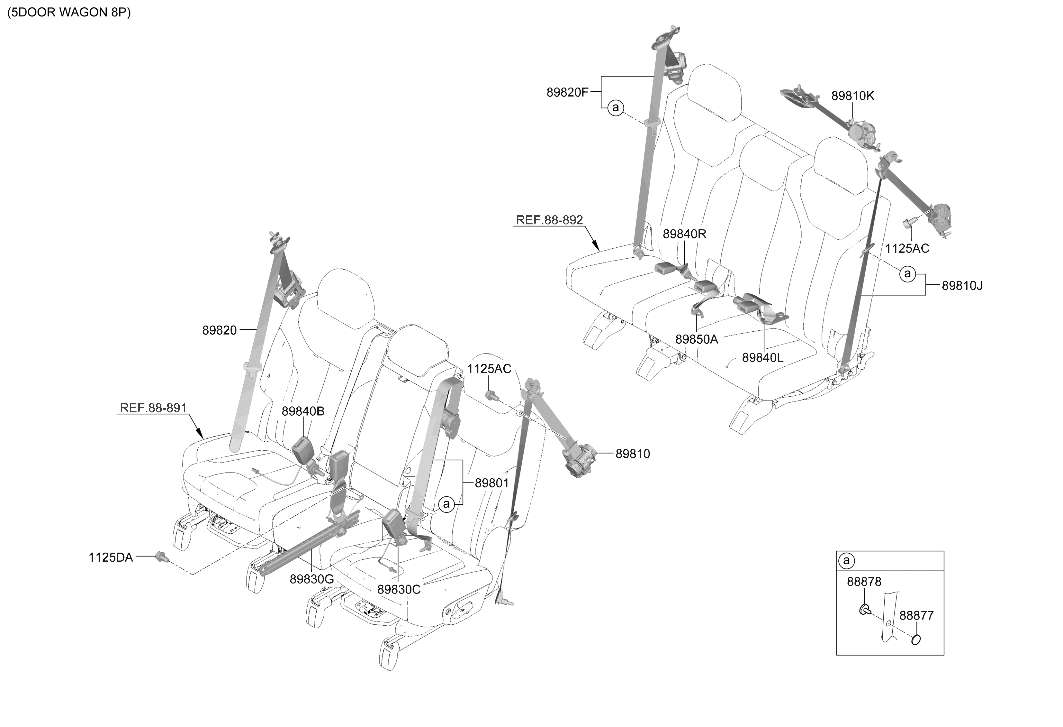 88877-G6000-WDN Hyundai STOPPER-S/BELT UPPER