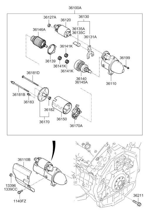 Hyundai 36180-2F350 Bracket-Starter,RR 36180-2F350 Hyundai Bracket-Starter,RR