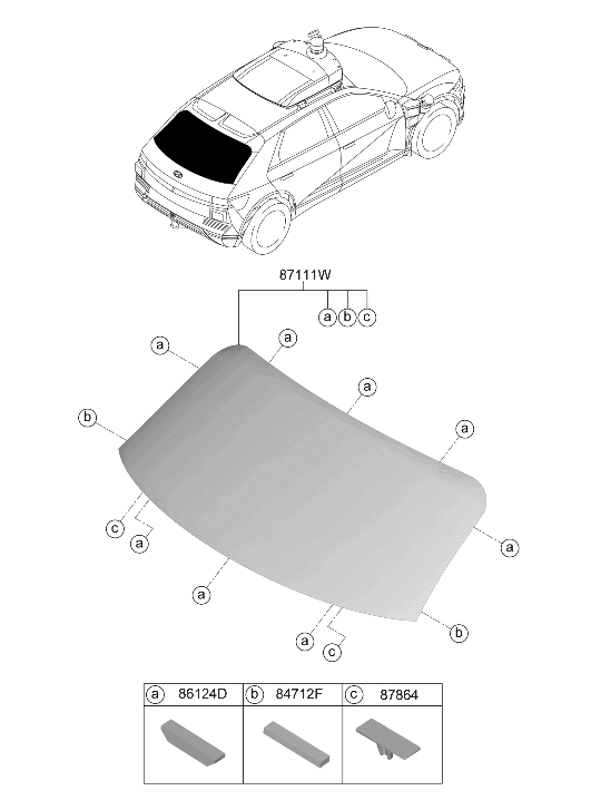 87110-LI000 Hyundai GLASS ASSY-TAIL GATE