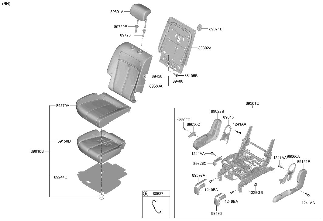 89400-LI000-RNA Hyundai Rear Seat Back Assembly Right Hand