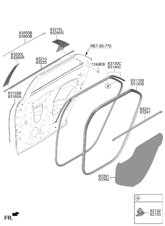 83280-LI000-EB Hyundai GARNISH ASSY-RR DR RR FRAME,RH