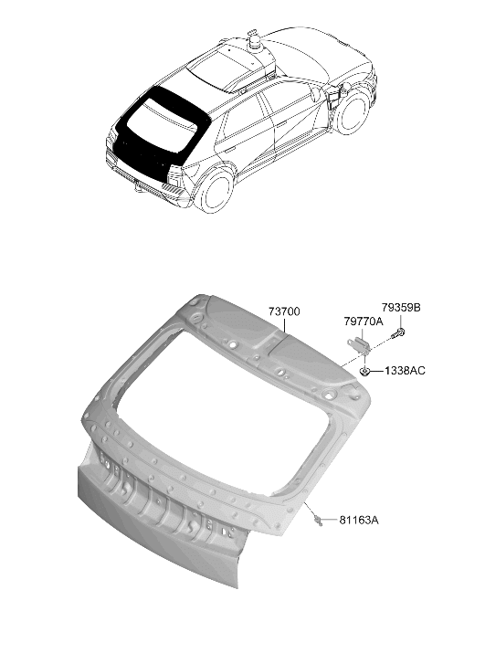 72800-LI000 Hyundai PANEL ASSY-TAIL GATE
