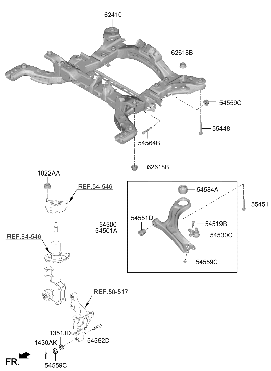Hyundai 62400-KL050 CROSSMEMBER ASSY-FRONT 62400-KL050 Hyundai CROSSMEMBER ASSY-FRONT