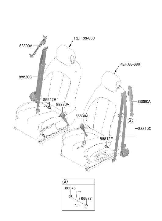 Hyundai 88810-GI500-P3B Front Seat Belt Assembly Left Hand 88810-GI500-P3B Hyundai Front Seat Belt Assembly Left Hand