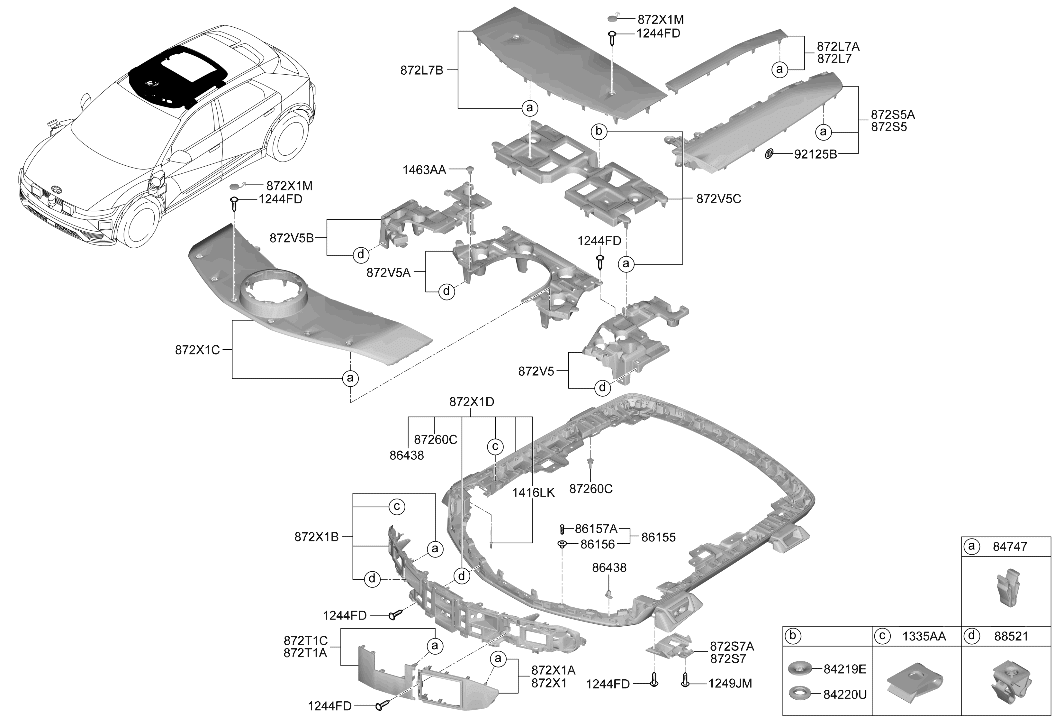 874F1-LI100 Hyundai CAP-ROOF COVER MTG