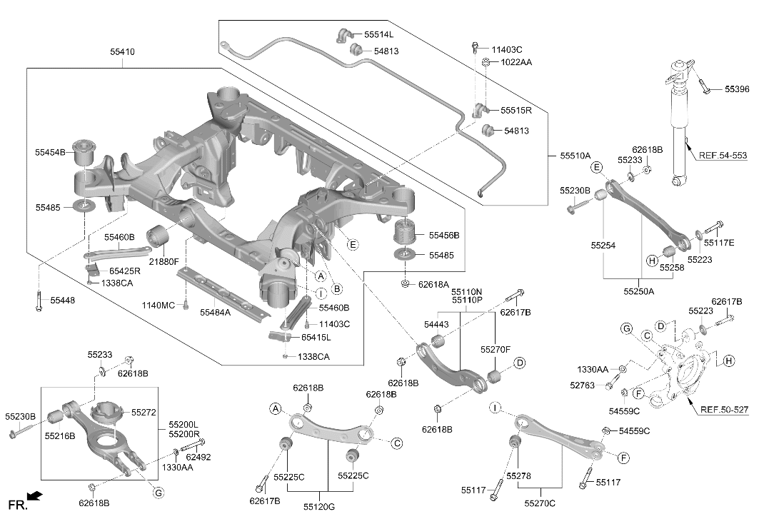 55210-CVAA0 Hyundai Rear Lower Arm Complete Left Hand