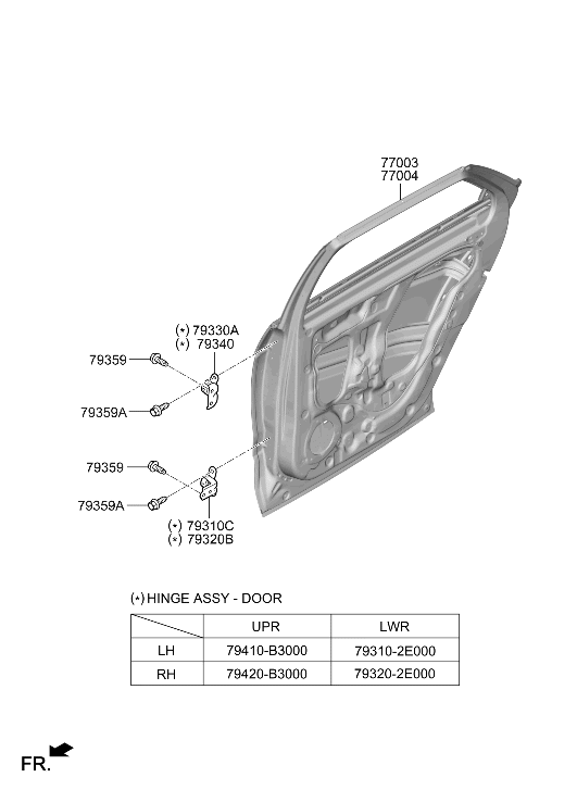 77003-LI000 Hyundai Rear Door Panel Assembly Left Hand
